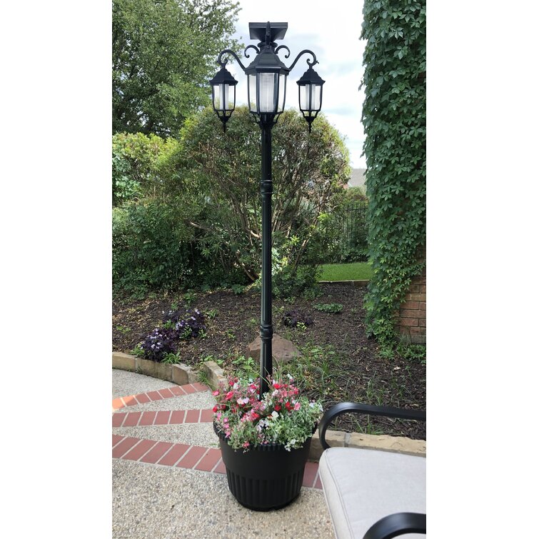 Solar lamp post with deals planter base